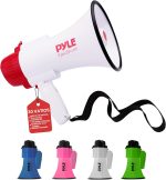 Pyle megafono, con Sirena, Altavoz de bocina con microfono, Bateria Recargable, Ideal para Exteriores, Policias, Animaciones