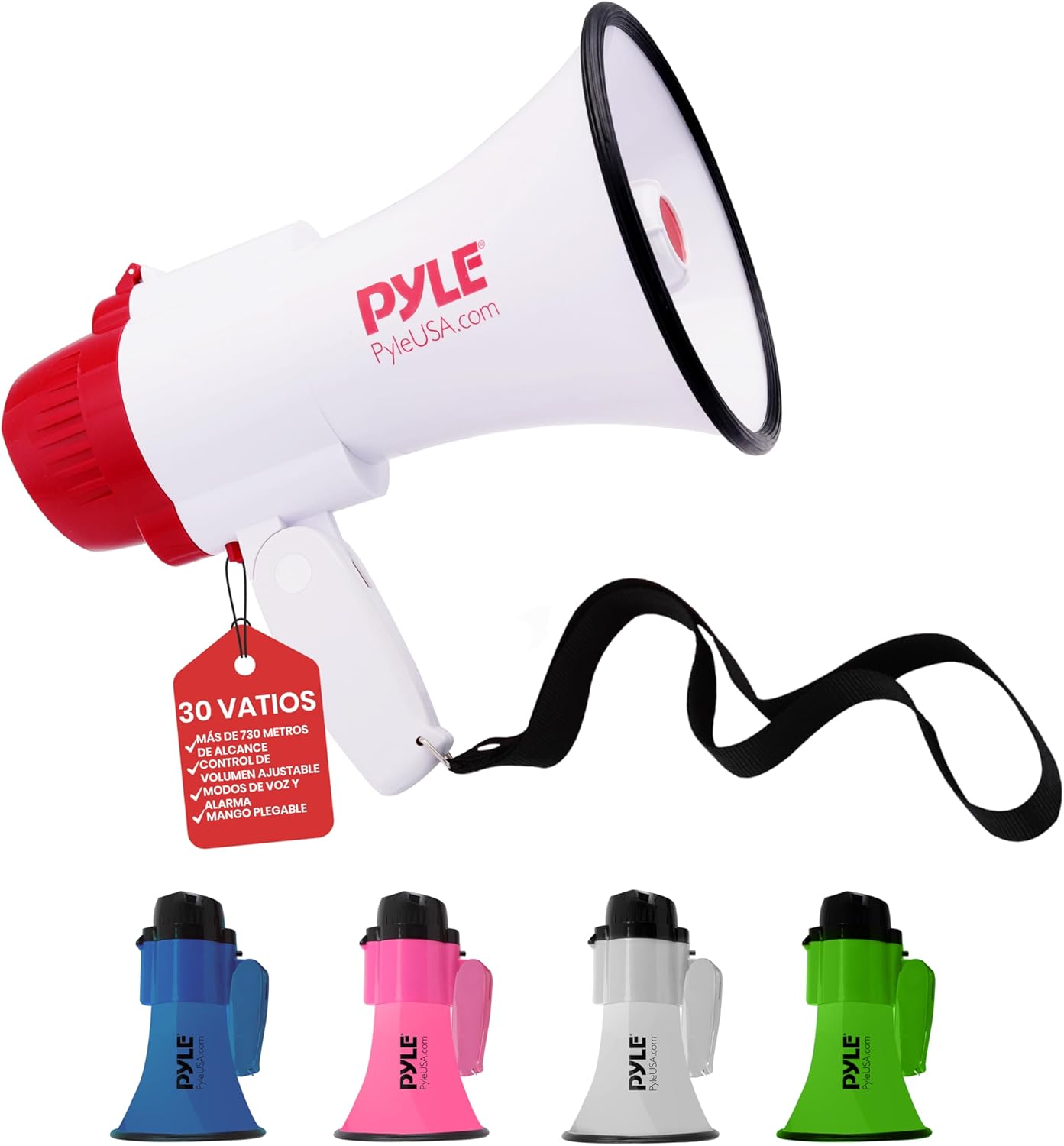 Pyle megafono, con Sirena, Altavoz de bocina con microfono, Bateria Pyle megafono, con Sirena, Altavoz de bocina con microfono, Bateria Recargable, Ideal para Exteriores, Policias, Animaciones