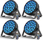 4PCS 216W Par LED Spotlight, 27 x 8W Disco Light RGBW DMX Stage Spotlights with Remote Control, 6 Modes Effect Party Light for DJ, Bar, Wedding, Show, Christmas, Halloween
