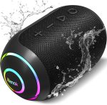 RIENOK S4 Portable Bluetooth Speaker Bluetooth 5.3 Powerful Waterproof IPX7 Small Wireless Stereo Pairing Supports SD Card Black