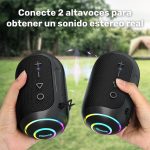 RIENOK S4 Portable Bluetooth Speaker Bluetooth 5.3 Powerful Waterproof IPX7 Small Wireless Stereo Pairing Supports SD Card Black - Imagen 6