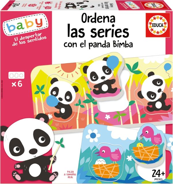 Educa - Order the Series with the Panda Bimba | Children's Educational Game with 6 tiles and nestable to stimulate Fine Motor Skills, Logical Reasoning and Cognitive Development (19713).