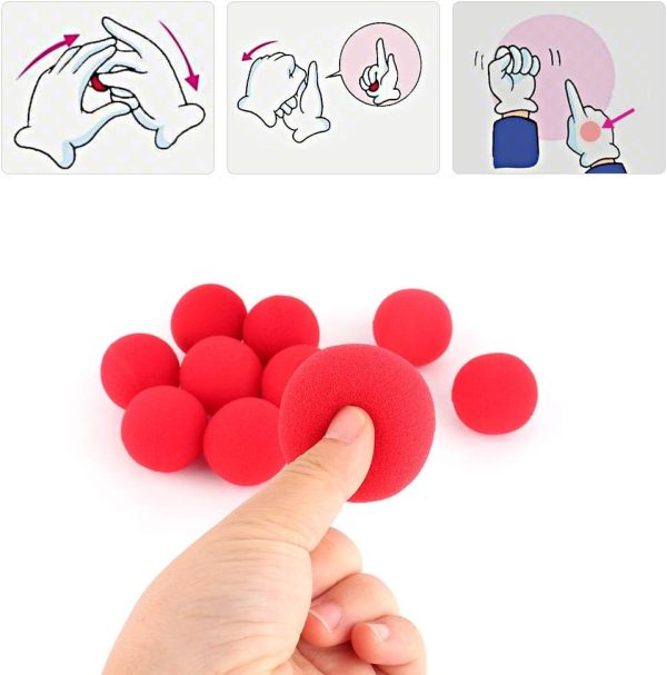 Zerodis 10 Red Sponge Balls, Lightweight Magic Foam Balls Magic Sponge Balls 4.5cm Soft Sponge Balls for Close-Ups, Magic Street Classical Comedy Prop Tricks
