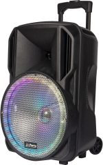 Party Light & Sound - PARTY-12RGB - 12"/30cm 700W Battery Powered Speaker with 1 Wireless VHF Microphone and Woofer Light Effect - Bluetooth, USB, Micro SD and AUX - Black - Imagen 3