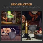 Olla de Bruja de Halloween - Caldero de Bruja Mago con Tapa y asa | Cubo de caldero de para Suministros de Fiesta de Truco o Trato, Decoraciones de Halloween o Quema de Incienso - Imagen 7