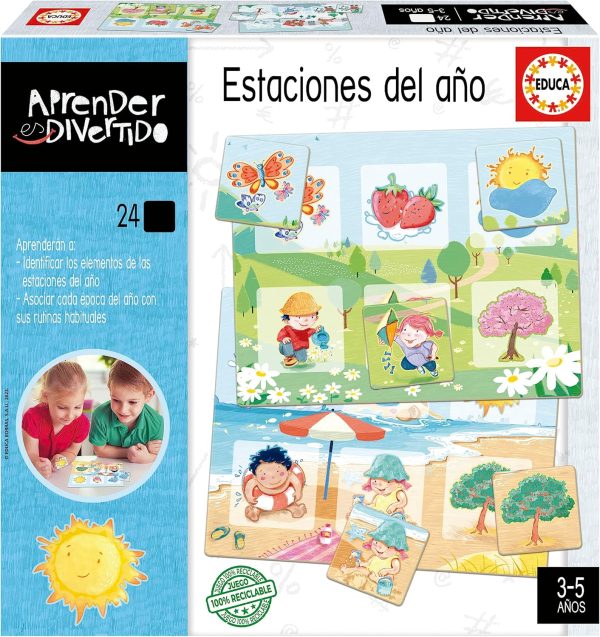 Educa - I learn The Seasons | Learning is Fun | Educational toy children 3 years to learn to identify elements of each season. 24 nestable (19289)