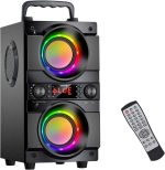 Powerful Bluetooth Speaker 60W (80W Peak) with Dual Subwoofer and Deep Bass, Portable Bluetooth Speakers with 100ft Wireless Connection, Ideal for Travel and Parties