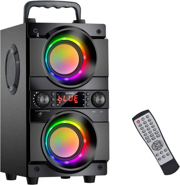 Powerful Bluetooth Speaker 60W (80W Peak) with Dual Subwoofer and Deep Bass, Portable Bluetooth Speakers with 100ft Wireless Connection, Ideal for Travel and Parties