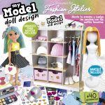 Educa - My Model Doll Design Fashion Atelier | CREATE over 300 amazing different looks. Articulated doll, comb it, cut the fabric and dress it up. Includes mannequin and wardrobe (19350) - Imagen 3