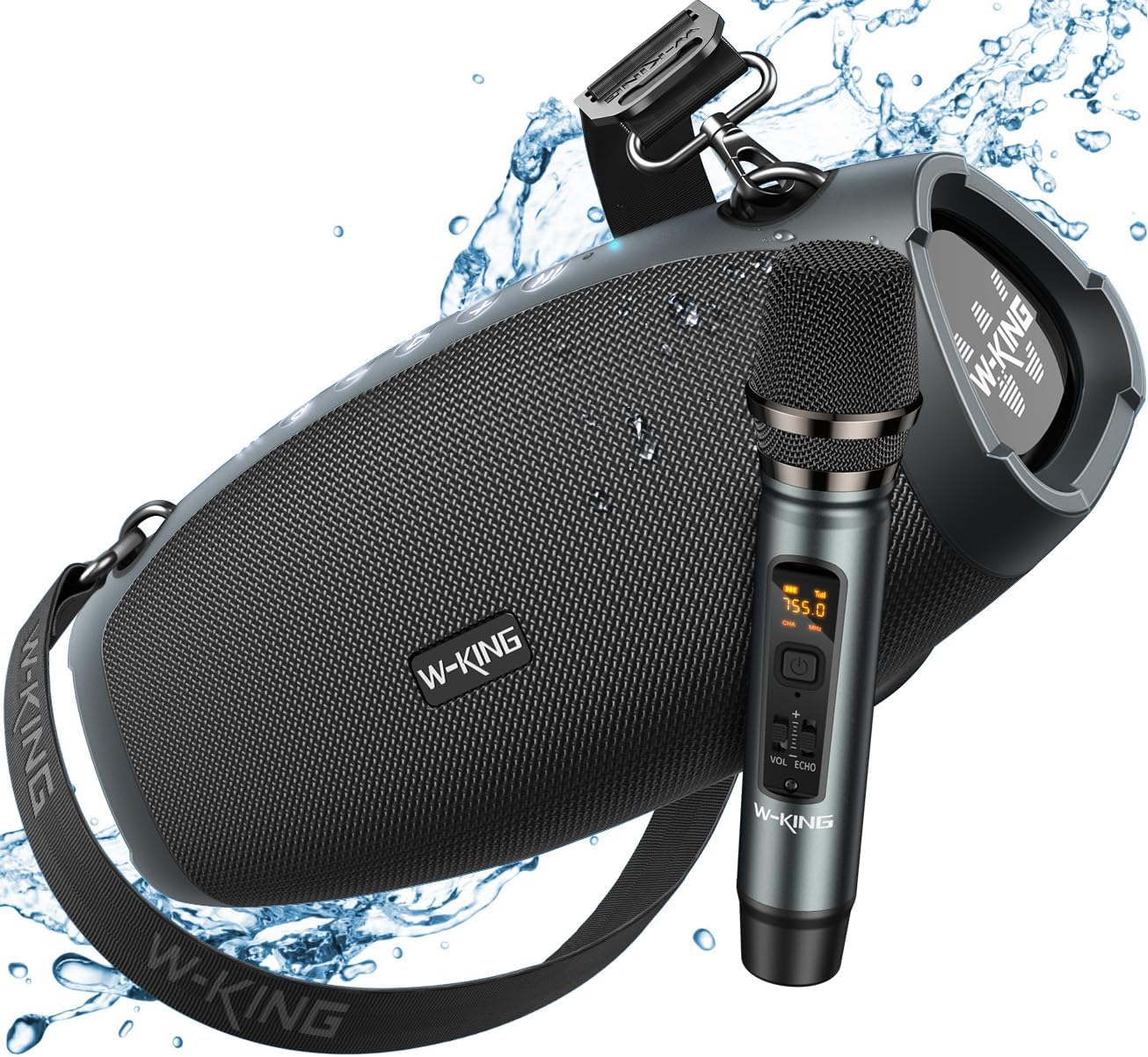 W-KING Powerful Bluetooth Speaker with Wireless Microphone, 120W Peak 70W, W-KING Powerful Bluetooth Speaker with Wireless Microphone, 120W Peak 70W, Waterproof Wireless Portable Speakers for Outdoors, Triple Passive Radiators/DSP/Power Bank/TF/AUX/EQ/Opener