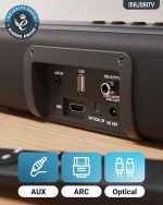 MAJORITY Naga 40 Sound Bar TV | Bluetooth Soundbar | 80W 2.0 Speakers for TV | HDMI ARC Sound Bar Speaker | 40cm Sound Bar PC | Wall Mount Kit and Remote Control Included - Imagen 4