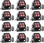 12PCS RGBW LED Par Spotlight, 40W Disco Lights DMX 4/8CH with Remote Control/Sound Activated Stage Light, Party Lights for DJ, Bar, Wedding, Halloween, Christmas