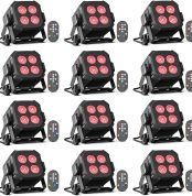 12PCS RGBW LED Par Spotlight, 40W Disco Lights DMX 4/8CH with Remote Control/Sound Activated Stage Light, Party Lights for DJ, Bar, Wedding, Halloween, Christmas