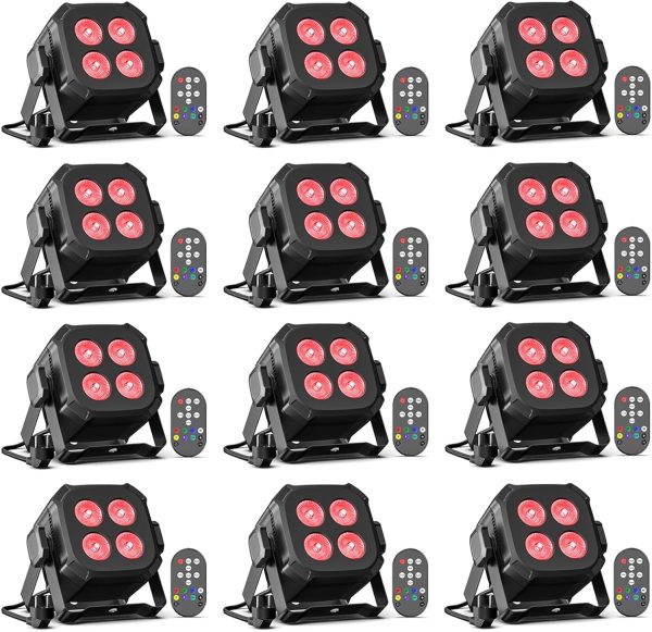 12PCS RGBW LED Par Spotlight, 40W Disco Lights DMX 4/8CH with Remote Control/Sound Activated Stage Light, Party Lights for DJ, Bar, Wedding, Halloween, Christmas