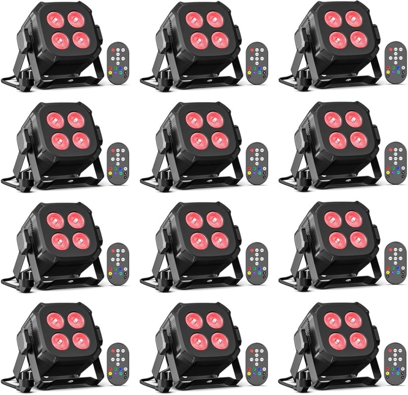 12PCS RGBW LED Par Spotlight, 40W Disco Lights DMX 4/8CH with Remote Control/Sound Activated Stage Light, Party Lights for DJ, Bar, Wedding, Halloween, Christmas