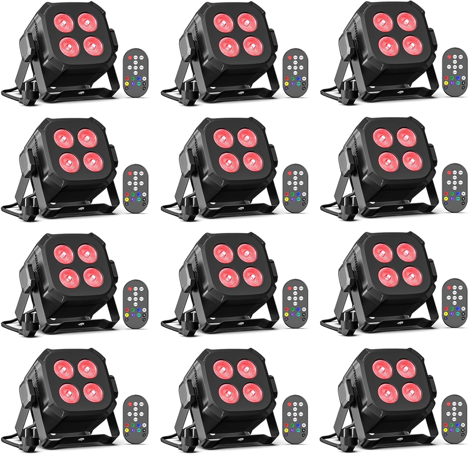 12PCS RGBW LED Par Spotlight, 40W Disco Lights DMX 4/8CH 12PCS RGBW LED Par Spotlight, 40W Disco Lights DMX 4/8CH with Remote Control/Sound Activated Stage Light, Party Lights for DJ, Bar, Wedding, Halloween, Christmas