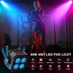 12PCS RGBW LED Par Spotlight, 40W Disco Lights DMX 4/8CH with Remote Control/Sound Activated Stage Light, Party Lights for DJ, Bar, Wedding, Halloween, Christmas - Imagen 3