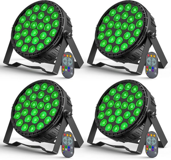 4PCS 216W Par LED Spotlight, 27 x 8W RGBW Stage Light with Remote Control Disco Light Party DMX512 Stage Spotlights for Bar, Show, Christmas, Halloween, Wedding