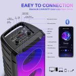 A67 Bluetooth 5.0 Stereo Speakers, 60W Portable Wireless Speaker (80W Peak) with Rich Bass, Colorful Lights, 10000mAh Battery, Outdoor for Home Party Favors - Imagen 5