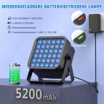 2 x 54 W LED Spotlights RGBWA UV Battery, 5200 mAh Rechargeable Stage Lights with Remote Control, Disco Light 4-6 H for Outdoor Parties, Weddings, Shows, Nightclubs, Halloween, Christmas - Imagen 4