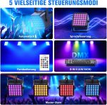 2 x 54 W LED Spotlights RGBWA UV Battery, 5200 mAh Rechargeable Stage Lights with Remote Control, Disco Light 4-6 H for Outdoor Parties, Weddings, Shows, Nightclubs, Halloween, Christmas - Imagen 5