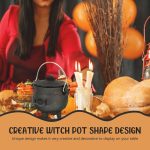 Black Cauldron | Large Witch Cauldron Bucket with Lid and Handle, Halloween Cauldron Decoration for Trick or Treat Party Supplies, Table Centerpiece - Imagen 3