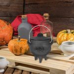 Black Cauldron | Large Witch Cauldron Bucket with Lid and Handle, Halloween Cauldron Decoration for Trick or Treat Party Supplies, Table Centerpiece - Imagen 7