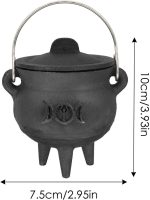 Black Cauldron - Halloween Witch Pot with Lid and Handle | Witch Cauldron Bucket for Trick or Treat Party Supplies, Halloween Decorations or Incense Burning - Imagen 6
