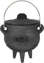 Black Cauldron - Halloween Witch Pot with Lid and Handle | Witch Cauldron Bucket for Trick or Treat Party Supplies, Halloween Decorations or Incense Burning - Imagen 9