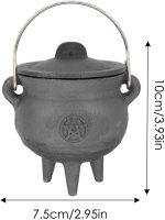 Caldero de Brujas | Caldero de Hierro Fundido con Tapa y Asa - Cubo de caldero de Bruja para Suministros de Fiesta de Truco o Trato, Decoraciones de Halloween o Quema de Incienso - Imagen 6