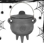 Caldero de Brujas | Caldero de Hierro Fundido con Tapa y Asa - Cubo de caldero de Bruja para Suministros de Fiesta de Truco o Trato, Decoraciones de Halloween o Quema de Incienso - Imagen 9