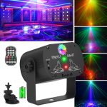 RGB LED Party Light with Remote Control Built-in Batteries and USB Stage Lighting Disco Effect 60 Lighting Combinations Sound Activated Stage Light for Parties Halloween Christmas DJ
