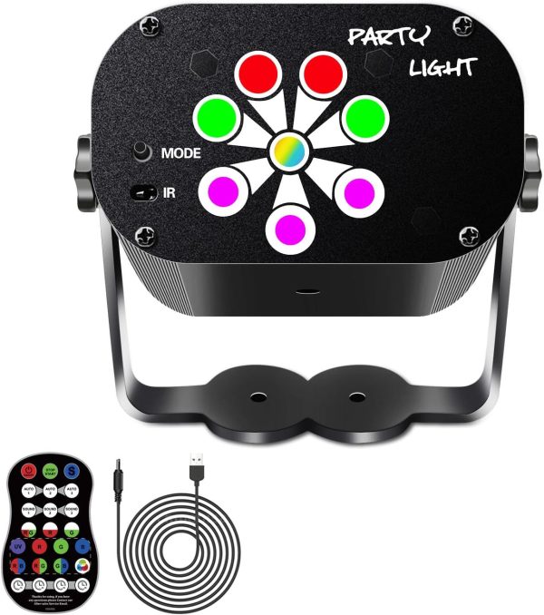 Eagou Diary Disco Lights 120 Lighting Patterns Sound Activated Party Lights with Remote Control LED RGB Stage for Home Party DJ Bar