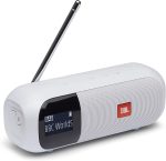 JBL Tuner 2 JBL Radio Tuner, Portable Bluetooth Speaker with MP3, DAB Plus and FM Radio, Powerful Sound and Clear White