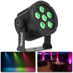 BeamZ SlimPar30-3 Pack of 3 RGB LED PAR Spotlights with 6 3W LEDs, Remote Control, Pre-Programmed Internal Shows, Autonomous Mode, Master/Slave Function, Ideal for Parties, Discos, Events, DJ - Imagen 3