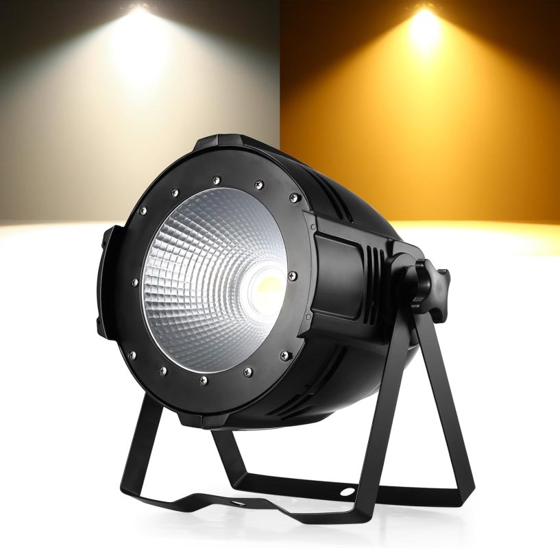 100W COB Pair LED Cool White / Warm Stage Light, Par Lights with DMX512/Master-Slave, Strobe Spotlight for Photography, Church, Birthday, Wedding, DJ, Disco
