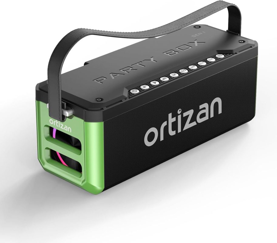 Ortizan Bluetooth Speaker with Subwoofer, 100W Portable Wireless Bluetooth Speaker, IPX7 Waterproof/LED Lights/Pro EQ/DSP/TF/AUX, 24H Playtime for Home, Outdoor, Parties