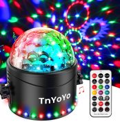 Luces Discoteca, TnYoYo 30 LED Bola Discoteca con Remoto y Temporizador, 7 Colores RGB Luz Discoteca Ritmo de Sonido, Luces Colores Discoteca Giratorias de 360° para Fiestas, Casa, Cumpleaños, Boda