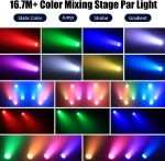 4PCS RGBW LED PAR Spotlight, 18 x 10W Stage Light + 35 SMD RGB Auxiliary Light with DMX512/Auto/Strobe, Disco Lights for Party Bar DJ Wedding Halloween Christmas - Imagen 3