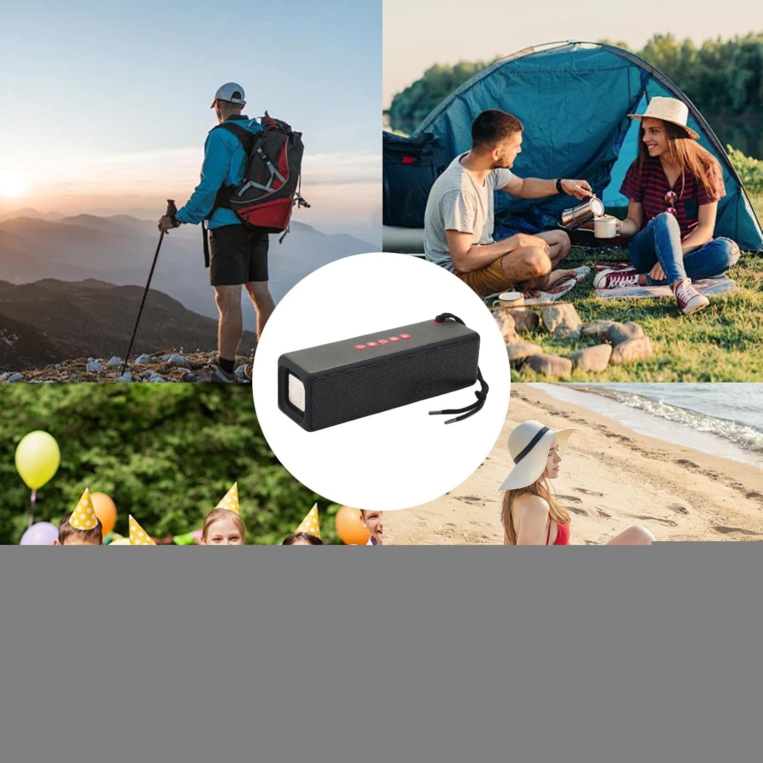 Altavoz Portátil - Reproductor Musical Portátil y Compacto - Equipo Recargable con Sonido Claro y Autonomía Prolongada para Acampada, Picnic, Dormitorio, Viajes y Uso Diario - Imagen 5