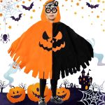 Pumpkin Cape Costume Costumes Halloween Child, Wizard Cape for Children, Wizard Cape with Hat, Pumpkin Bag, Witch Costume for Children Ghost Costume, Halloween Cosplay Carnival - Imagen 3