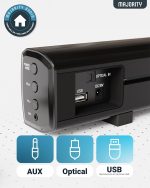 MAJORITY Bowfell Sound Bar TV | Bluetooth Sound Bars PC | 50W 2.0 Stereo TV Speakers | 39 cm Soundbar | Optical Wireless Sound Bar Speaker, USB, AUX | Remote Control Included (Black) - Imagen 6