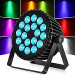 BETOPPER LED Stage Light – 18 x 18 W PAR Can RGB + Amber + LA + UV (6 in 1), Professional DJ Lighting, Strobe/Wash Effects, DMX512/Auto Sound Control, for Parties/Weddings/Clubs (1)