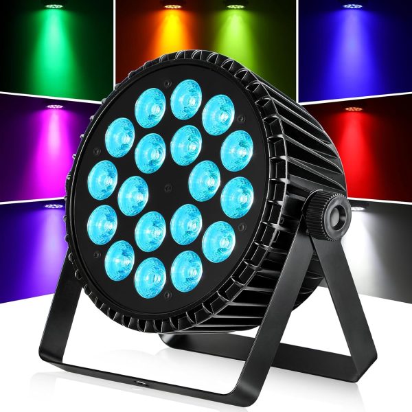 BETOPPER LED Stage Light – 18 x 18 W PAR Can RGB + Amber + LA + UV (6 in 1), Professional DJ Lighting, Strobe/Wash Effects, DMX512/Auto Sound Control, for Parties/Weddings/Clubs (1)