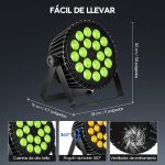 BETOPPER LED Stage Light – 18 x 18 W PAR Can RGB + Amber + LA + UV (6 in 1), Professional DJ Lighting, Strobe/Wash Effects, DMX512/Auto Sound Control, for Parties/Weddings/Clubs (1) - Imagen 5