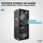 MAX MAX212 – Passive Speaker 1400 W with Dual Woofer 30 cm (12 inches), Carrying Handles and Robust Design, Ideal as an Acoustic Box for DJs, Parties or Powerful Portable Sound Systems - Imagen 3
