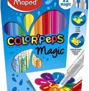 Maped - Markers for Kids - Color's Peps Magic - 10 Medium Tip Markers - Includes 2 Developers - Color Changing Ink - Variety of Colors
