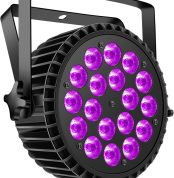 200W 18 LED Par UV+RGB Stage Light, DMX512, Disco Light, Party Light, 8 Channels, Strobe/Sound/Active Mode, DJ Light Effect for Shows, Bars, Parties,