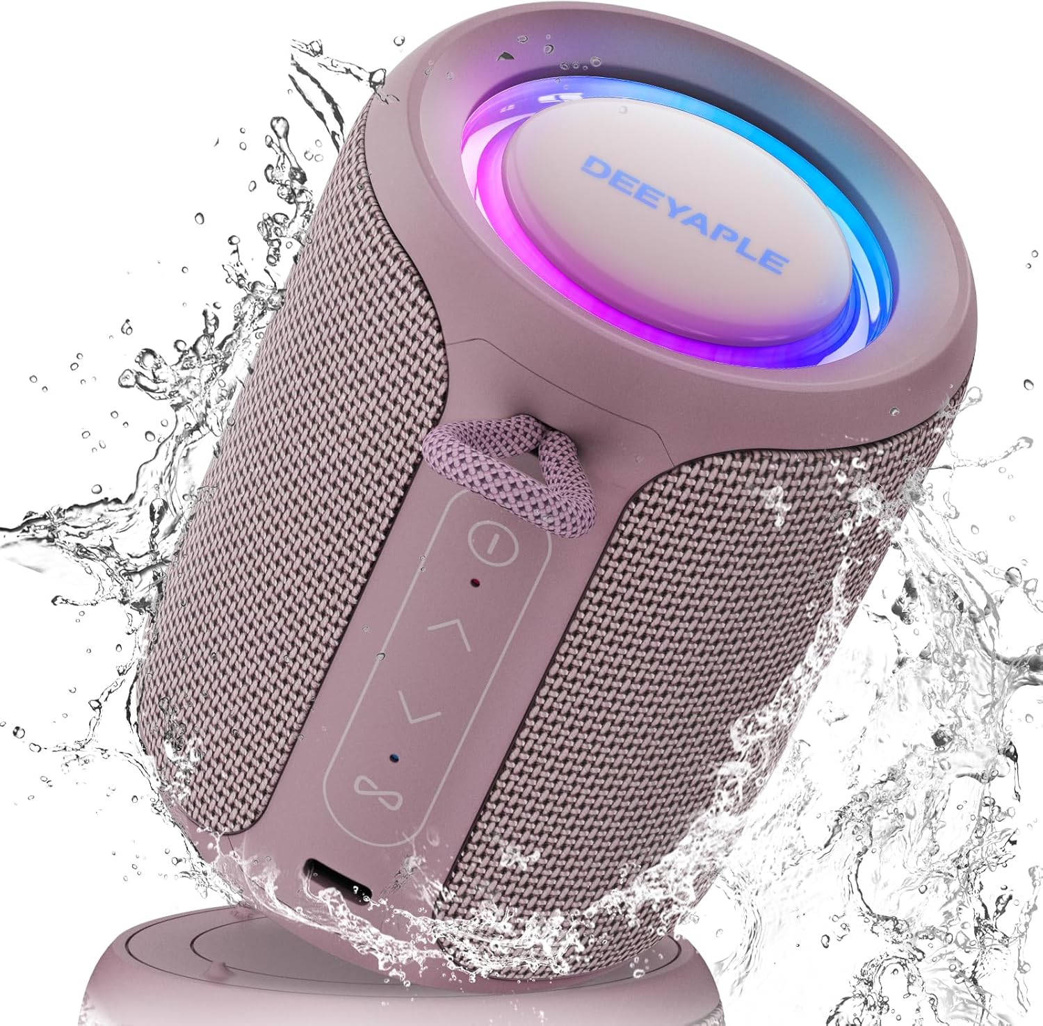 Deeyaple Portable Small Bluetooth Speaker Music Box 5.3 IPX7 Waterproof Deeyaple Portable Small Bluetooth Speaker Music Box 5.3 IPX7 Waterproof Wireless Stereo Pairing Hands-free RGB Light for Outdoor, Camping, Garden, Party (Rose Red)