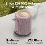Deeyaple Portable Small Bluetooth Speaker Music Box 5.3 IPX7 Waterproof Wireless Stereo Pairing Hands-free RGB Light for Outdoor, Camping, Garden, Party (Rose Red) - Imagen 3
